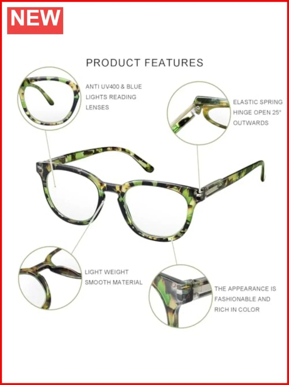 Blue Light Blocking Reading Glasses for Women TR90 Round Frame Readers for